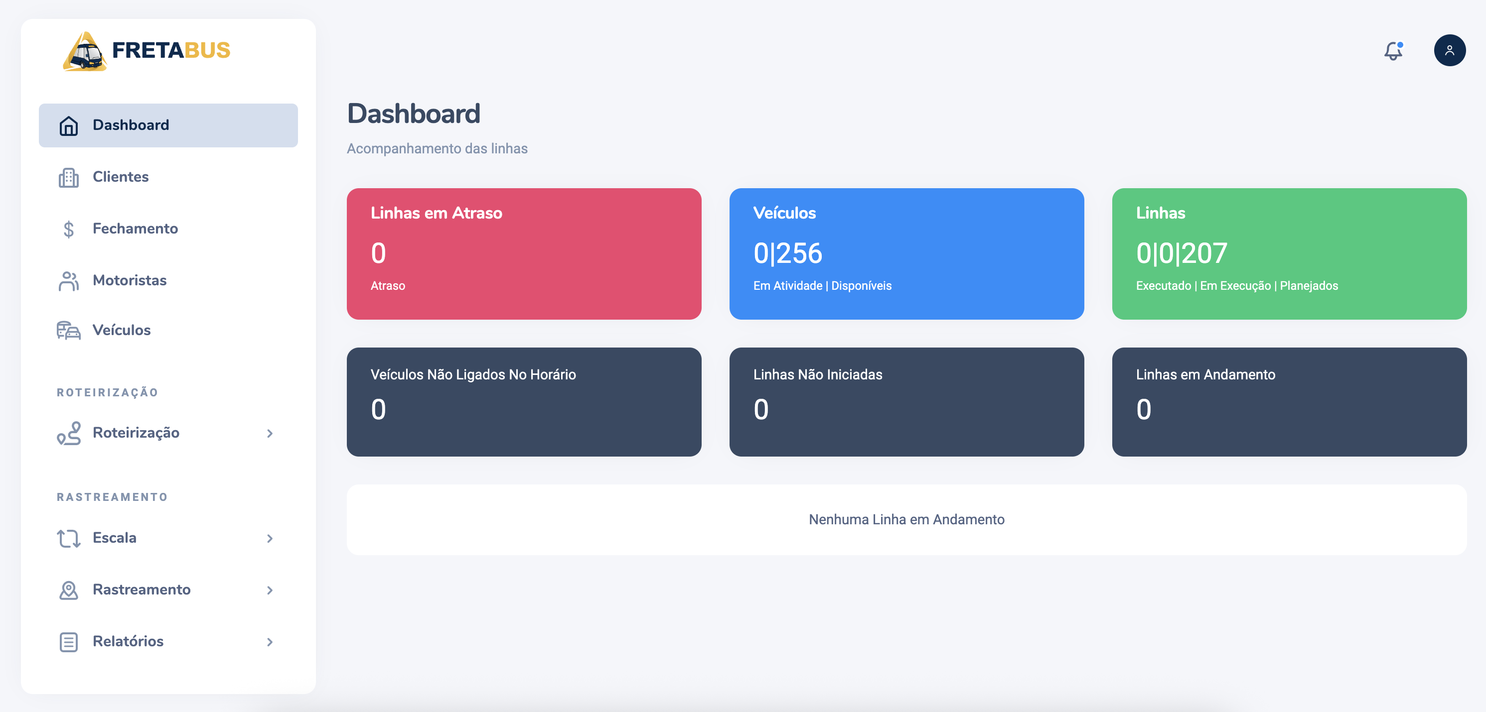 Screenshot FretaBus - Dashboard