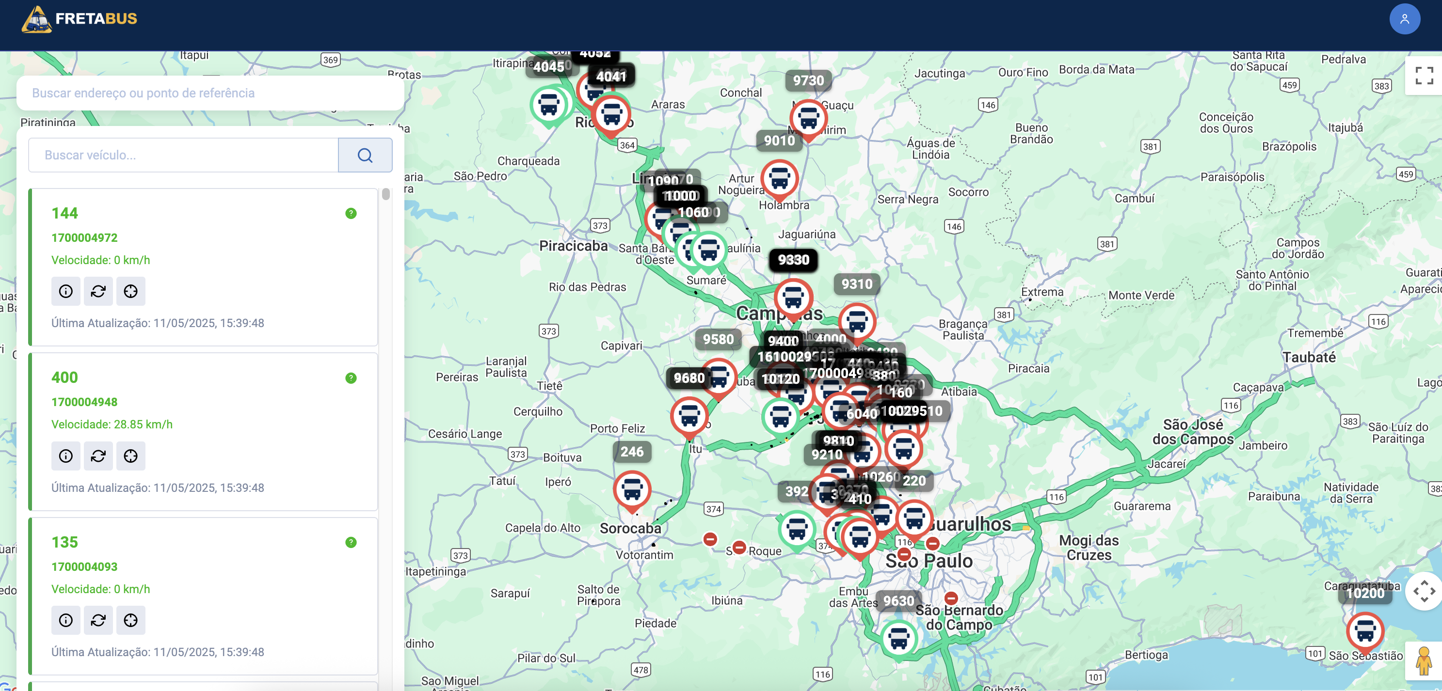 Screenshot FretaBus - Mapa