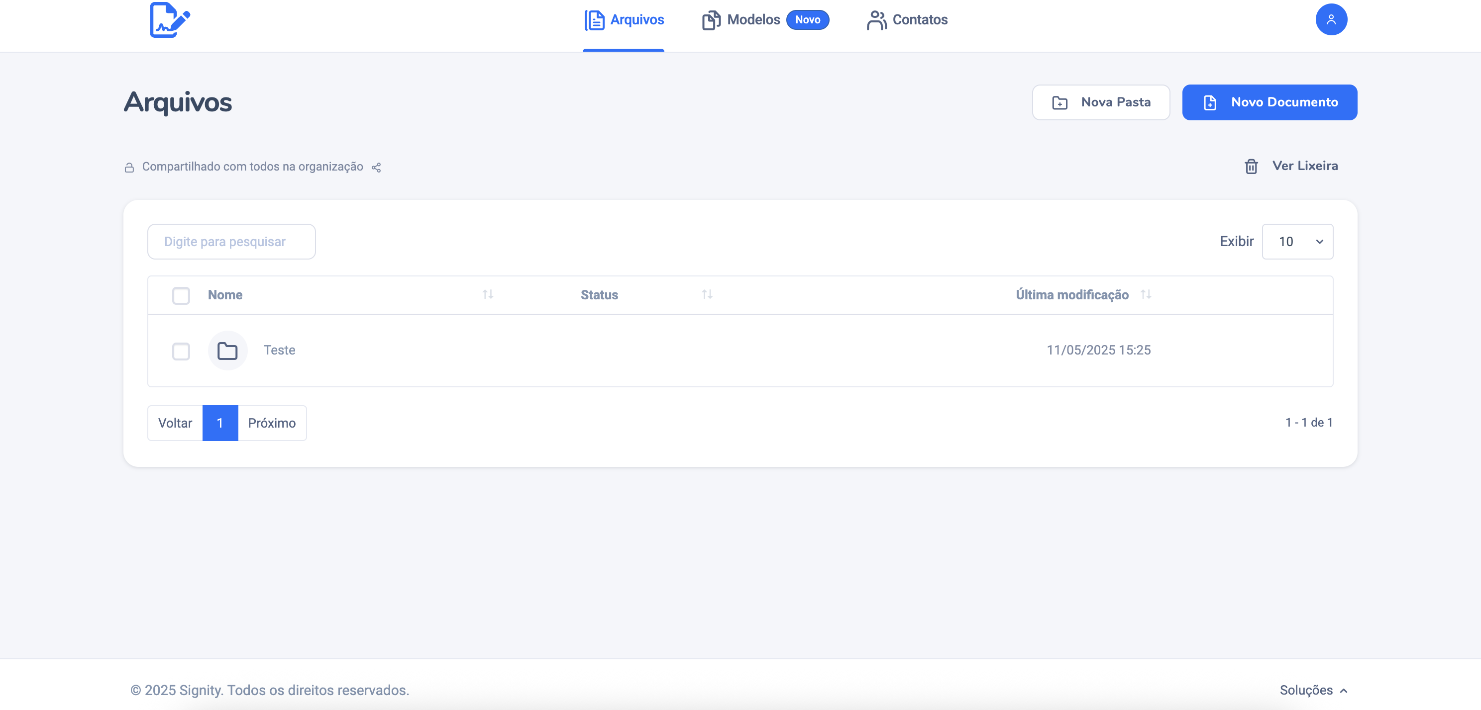 Screenshot Signity - Dashboard